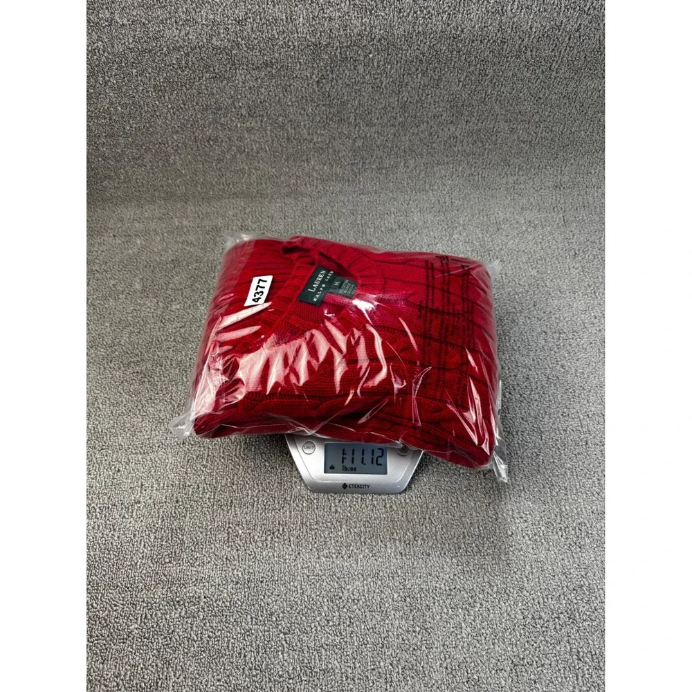 Lauren Ralph Lauren Sweater Mens Medium Red Cable Knit Cotton Crew Neck RLL Logo